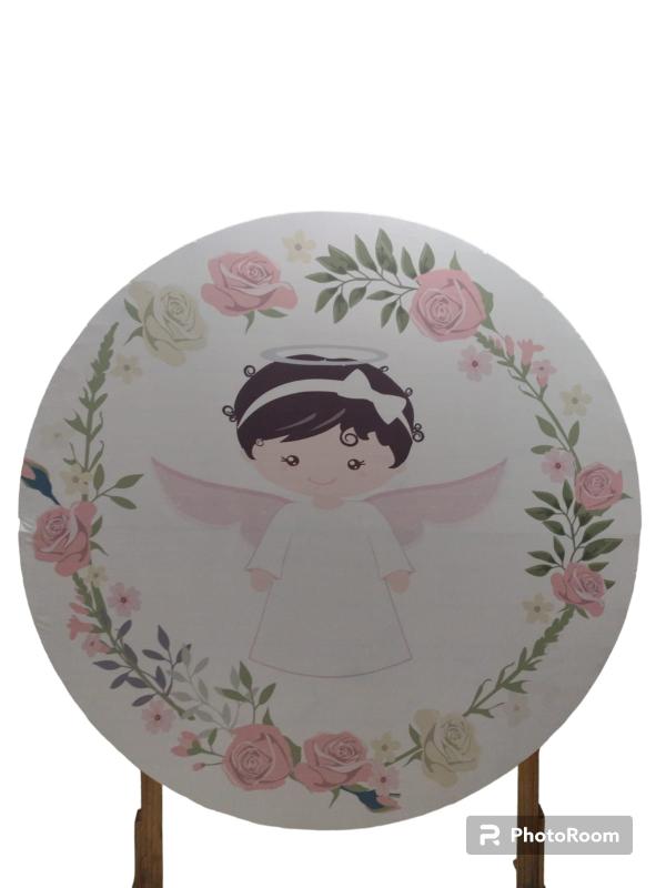 painel redondo batizado menina